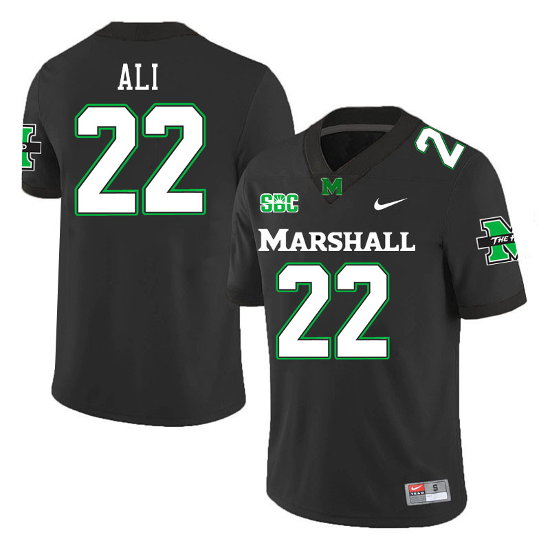 Marshall Thundering Herd #22 Rasheen Ali College Football Jerseys,Uniforms-Black